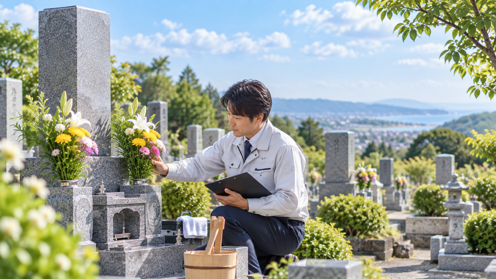 千葉県のお墓参り代行をイメージした墓地風景